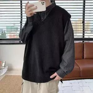 [모로엠] 남성 오버핏 V넥 니트 베스트 ON-VEA-QWFMQVJL