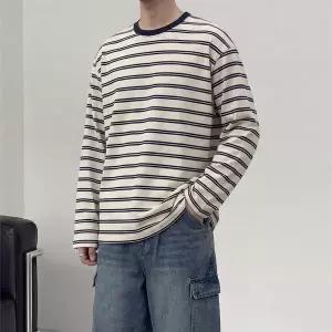 링거 스트라이프 오버핏 긴팔티 4color
