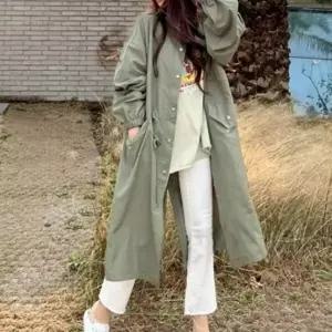 [하프클럽/옷자락]여성 캐주얼 루즈핏 긴 후드 야상 바람막이