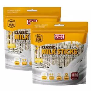 슈퍼킹 밀크스틱M 60P 그레인프리 소가죽 애견껌 간식