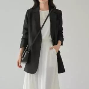 [옷자락]여성 폴리스판 싱글버튼 간절기 롱코트