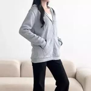 [옷자락]남녀공용 루즈핏 기모 겨울용 후드집업