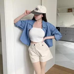 [옷자락]여자 루즈핏 크롭 포켓 면혼방 데님 셔츠 자켓