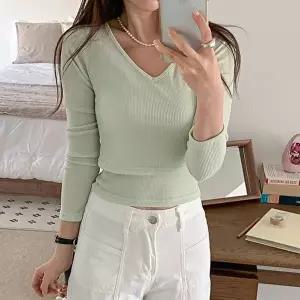 [옷자락]여자 끈 골지탑 슬림핏 레이어드 파스텔 크롭 티셔츠