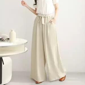 [옷자락]여자 리본끈 커버업 핀턱 와이드핏 밴딩 봄 슬랙스