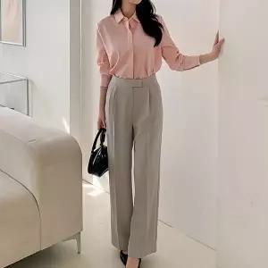 [옷자락]여자 오피스룩 봄팬츠 레직기 핀턱 세미와이드 슬랙스