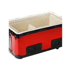 식 규조토 큐 사각 화로 불판 숯불화로 도자기 캠핑용 스몰 레드 메탈 풀백 9 5 4 2cm