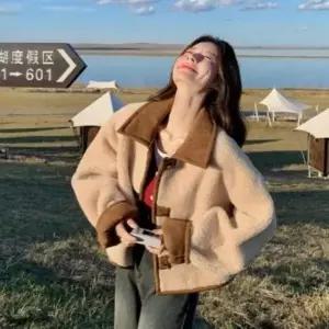 [하프클럽/옷자락]여성 일상용 사랑스러운 포근한 겨울 털 점퍼