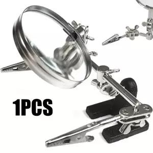 호환 전자 용 5배 확대경 세 번째 손 유리 스탠드 받침대 보석상 시계 수리 용접 납땜 확대경 듀얼 클립 포