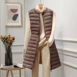 여성용 가을 겨울 경량 따뜻한 롱 다운 베스트