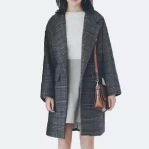 여성 루즈핏 체크 모직 패턴 가을 겨울 일상 숏자켓