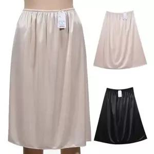 (뵈뵈)새틴질감 무지 베이직 여성 롱속치마
