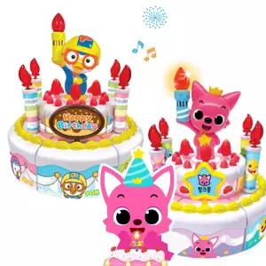 핑크퐁 뽀로로 멜로디 생일케이크 촛불끄기 돌아기 장난감