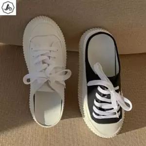 [애슬릿] 키높이 뮬 레이스업 플랫폼 스니커즈 4cm