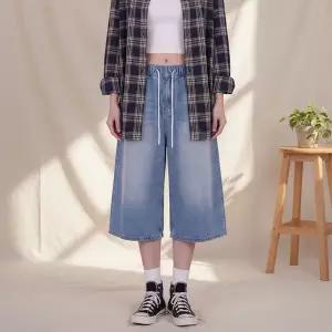 [신세계라이브쇼핑][옷자락] 남녀용 봄여름 샌드워싱 밴딩 버뮤다 데님팬츠