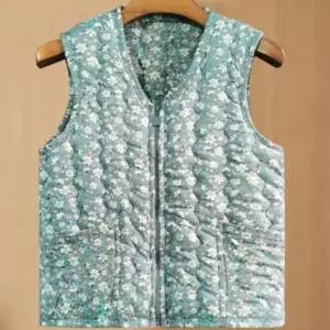 [다잇템] 여성 방한용 겨울철 누빔 방한 플라워패턴 환절기 조끼