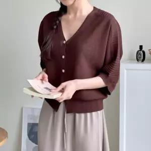 [신상오픈런]가오리 린넨가디건 브이 홀가먼트 칠부소매 시보리 (31612821)