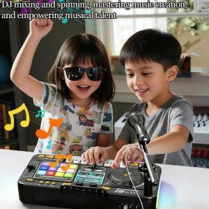 어린이를위한 DJ 믹서 컨트롤러 장난감 대화 형 음악 키보드 교육용 학습 게임 선물