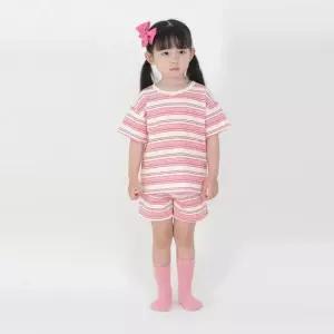 )캔디 스트라이프 상하 세트 핑크) 여름 유아 내의 실내복 잠옷 원마이웨어 내복