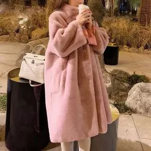 양털롱후리스 여자 롱코트 페이크퍼 코트 루즈핏 데일리 스타일