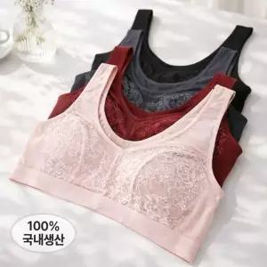 1+1 2종SET 국내생산 노와이어 노패드 레이스 브라렛 편안한 홑겹 ...