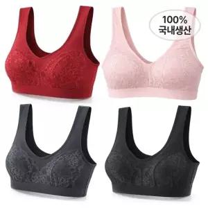 2종세트 코튼 레이스 브라탑 노와이어 국내생산 노패드 홑겹 엄마...