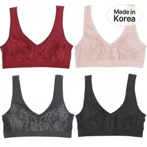 노와이어 국내생산 코튼 노패드 홑겹 레이스 브라렛 데일리 브라...