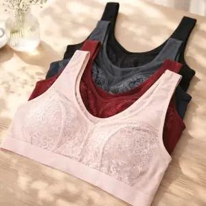 4종SET 국내생산 노와이어 레이스 브라렛 편안한 러닝형 브라탑 수...