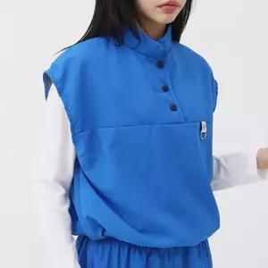 [신상오픈런]바스락조끼 크림색 반목 단추 맨투맨 필드룩 레이어드 (29826509)