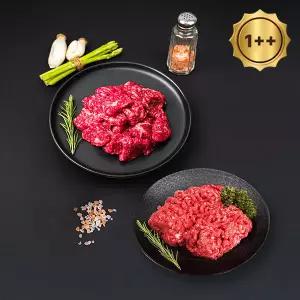 [롯데백화점]자연맛남 1++등급(7이상) 투뿔 한우 600g (다짐육200g2팩/국거리200g1팩)