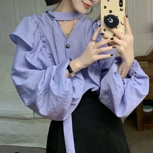 마이클로젯 MC0112 퍼프소매 프릴 블라우스