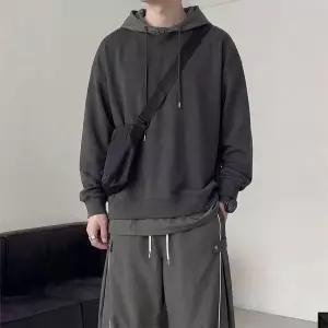 배색 레이어드 오버핏 후드티 3color