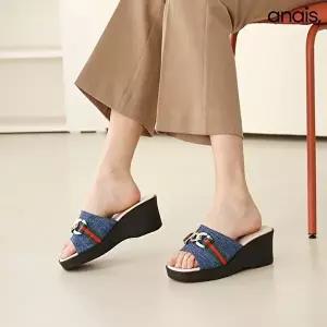 [아나이스]국산 데님 통굽 뮬 슬리퍼 6cm_26S152