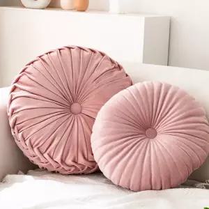 원형 소파 쿠션 소파베개 벨벳 장식 인테리어 꽃모양 방석 플라워 핑크 등