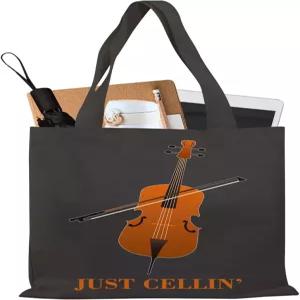 BDPWSS 첼로 뮤직 토트백 저스트 셀린 - 재미있는 첼리스트 오케스트라 뮤지션 재사용 핸드백 연주자를