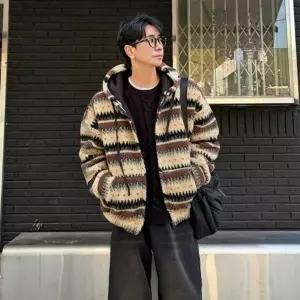 남자 양털 후드 집업 기모 뽀글이 노르딕 점퍼