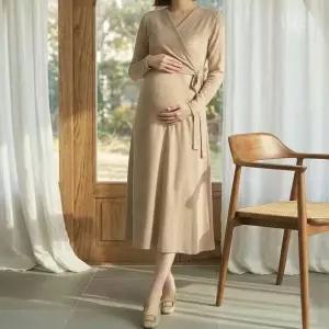 [보리보리/보리맘]임산부 랩 수유 원피스 만삭 임신부 외출 수유복 오피스 임부복