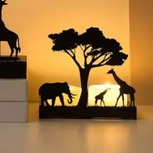 (옵션 코끼리+기린)메탈 코끼리 기린 촛대 인테리어소품 양촛대