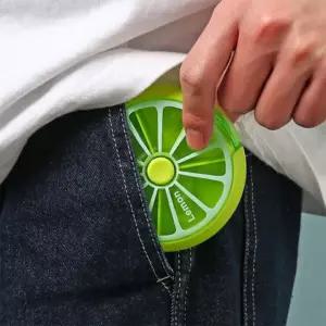 휴대용 회전 라임 칸막이 약통 일주일 알약 여행 보관