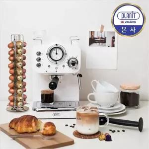 [플랜잇] 캡슐 파드 스팀 4IN1 커피머신 레트로 PCM-F15W