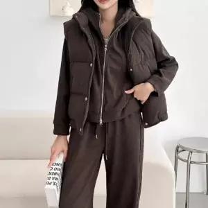 [신세계라이브쇼핑][옷자락] 여성용 데일리 푹신한 겨울 후드 짧은 패딩 조끼