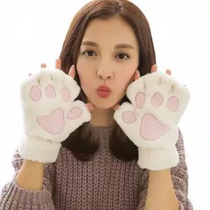 귀여운 고양이장갑 겨울장갑 여성 여자 겨울스마트폰터치 털 반 고양이