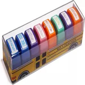 초등 교육자를 위한 숙제 보상 교실 평가용 휴대용 교사 스탬프 세트를 WAFFAMF 8팩