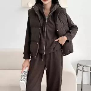 [다잇템] 여성용 짧은 패딩 클래식 후디 폭신한 FW 조끼_24697045_588872