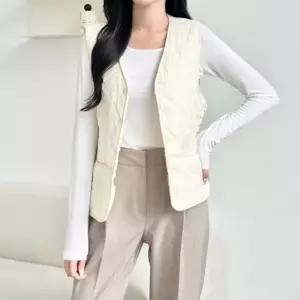 [다잇템] 여성 경량 아가일 조끼 패딩 일상용 누빔 조끼_24697044_588872