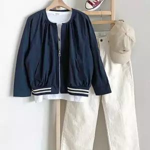 [신상오픈런]셔링 라운드넥 봄자켓 여성 캐쥬얼 집업 야구점퍼 (31612943)