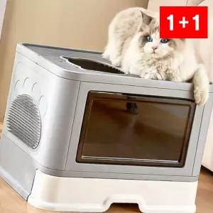 고양이 화장실 방지 모래 덮개 대형 배변통 후드형