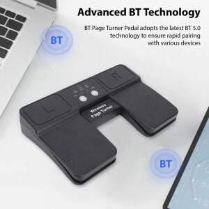 무선 페이지 터너 페달 BT 휴대용 음악 무음 발 충전식 멀티미디어 리모컨 장치