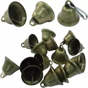 수이워틴 20개 빈티지 브론즈 징글벨 스프링 훅 포함 - 크리스마스 장식용 미니 공예품 강아지 배변 훈련