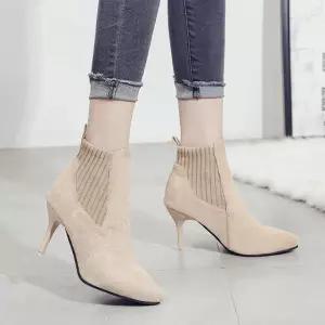 여자 가을구두 스웨이드 발목 앵글부츠 미들힐 뾰족 mbU4+1GaP